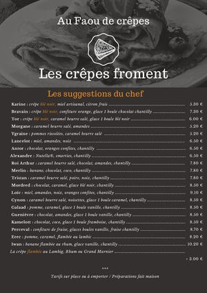 Notre Carte - Au Faou des crêpes