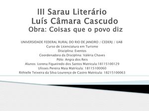 LUIS CÂMARA CASCUDO: VIDA E OBRA- COISAS QUE O POVO DIZ