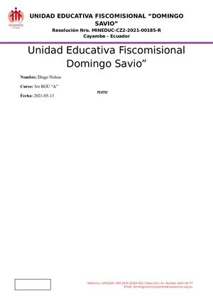 Diego Noboa 3a Plantilla Salesianos Cayambe 2021