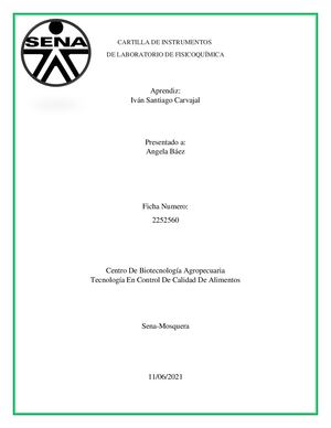 Cartilla De Instrumentos Del Laboratorio Fisicoquimica Ivan Santiago Carvajal