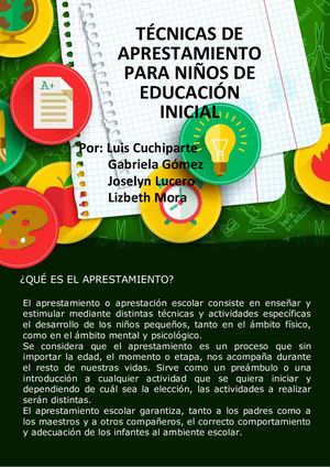 Técnicas De Aprestamiento para la Educación Inicial
