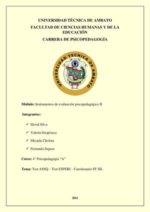 Test ASSQ – Test ESPERI – Cuestionario FF SIL