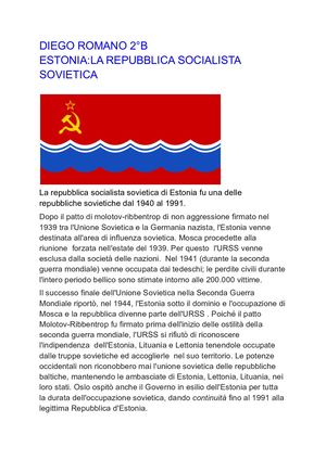 Estonia La Repubblica Socialista Sovietica