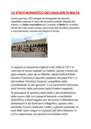 Lo Stato Monastico Dei Cavalieri Di Malta