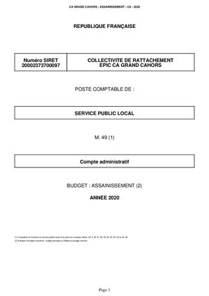 CA 2020 - GRAND CAHORS - ASSAINISSEMENT