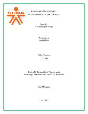 Cartilla De Instrumentos Del Laboratorio Fisicoquimica Ivan Santiago Carvajal