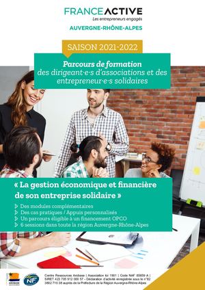 Catalogue formation France Active ARA- Gestion économique et financière de son entreprise solidaire