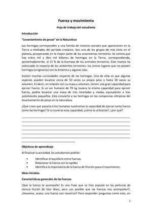 Guía experimental sobre fuerzas y movimiento