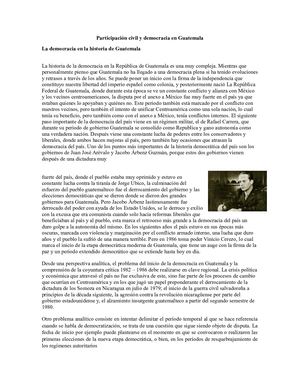 Participación Civil Y Democracia En Guatemala