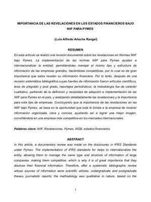Importancia De Las Revelaciones En Los Estados Financieros Bajo Niif Para Pymes