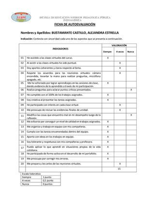 Ficha De Autoevaluación Y Coevaluacion