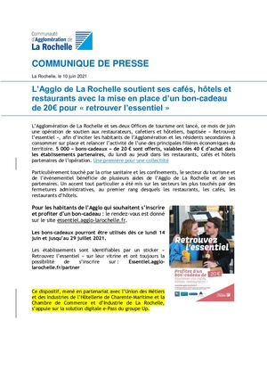 L’Agglo de La Rochelle soutient ses cafés, hôtels et restaurants avec la mise en place d’un bon-cadeau de 20€ pour « retrouver l’essentiel »
