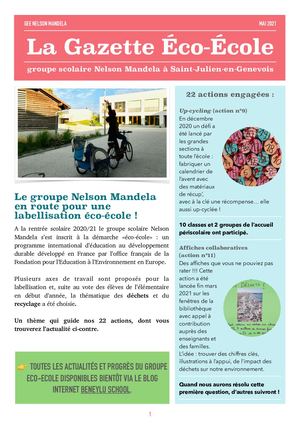 Gazette éco-école Groupe scolaire Nelson Mandela Mai 2021