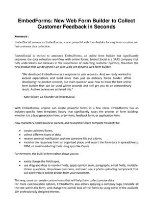 EmbedForms: New Web Form Builder to Collect Customer Feedback in Seconds
