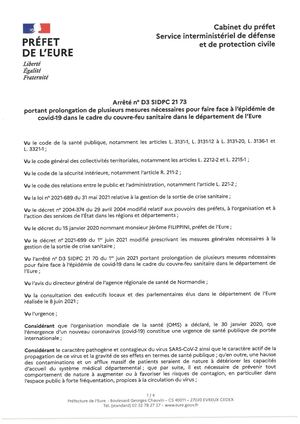 Arrêté D3 Sidpc 21 73 Portant Prolongation Des Mesures Nécessaires Signe (1)