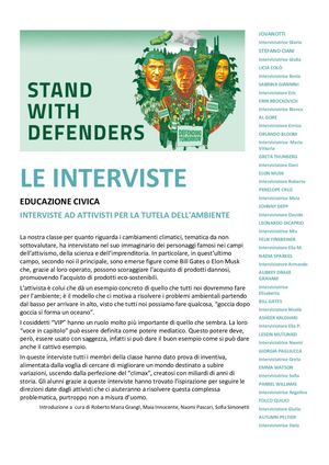 Interviste ad attivisti per la tutela dell'ambiente