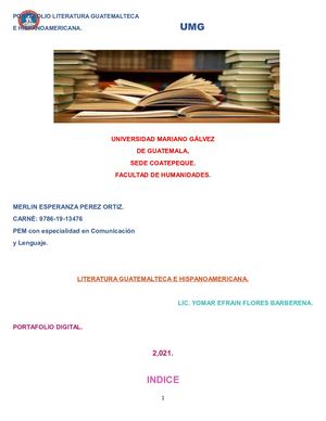 Portafolio Literatura Guatemalteca E Hispanoamericana