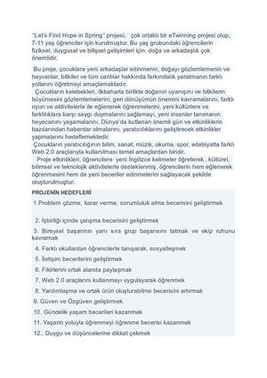 Proje Sonu Kısa Raporu