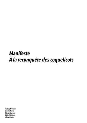 Manifeste La Reconquete Des Coquelicots