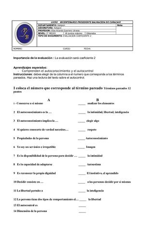 Evaluacion Escrita Tercero Medio Junio