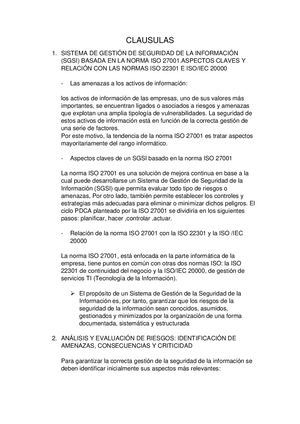 CLAUSULAS DEL ISO 27001