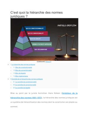 Définition de Hiérachie Des Normes Juridiques