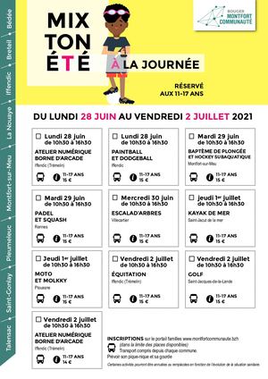 MIX TON ÉTÉ 2021 - Des activités à la journée