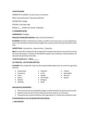 Plan De Clase N°2 Factores Bioticos