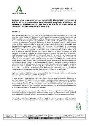 Circular De 11 De Junio De 2021 Permisos Y Licencias(f)