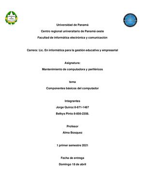 Investigacion Del Modulo 1 Mantenimiento De Computadoras