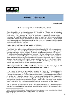 « Blackface: Le Sauvage d'Ath » par Jeanne Delobel