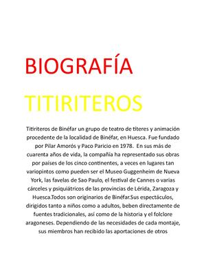 Biografía Titiriteros