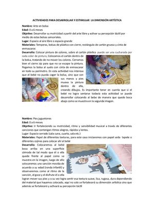 Actividades Para Desarrollar La Dimensión Artística