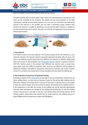 Solve The Problem That The Pellet Machine Does Not Form Pellets