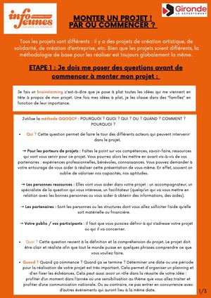 Fiches Thématiques Montage De Projet