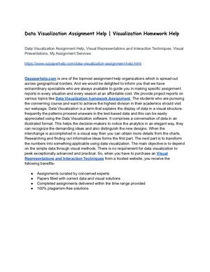Data Visualization Assignment Help Visualization Homework Help