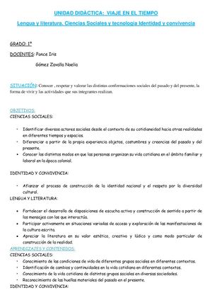 Primer Grado Unidad Didàctica Viaje En El Tiempor Primer Grado Mayo 2021