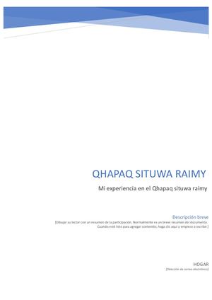 Qué Es El Qhapaq Situwa Raimy