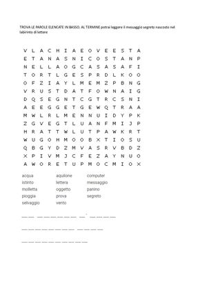 Trova Le Parole Elencate In Basso