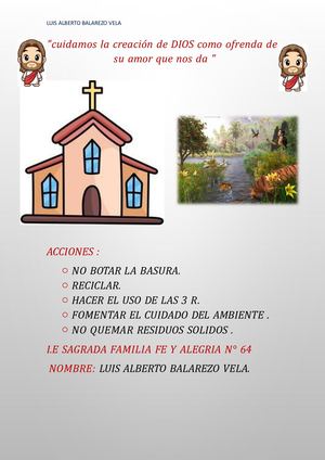 Cuidamos La Creación De Dios Como Ofrenda De Su Amor Que Nos Da