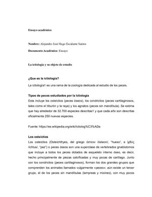 La Ictiología Y Su Objeto De Estudio