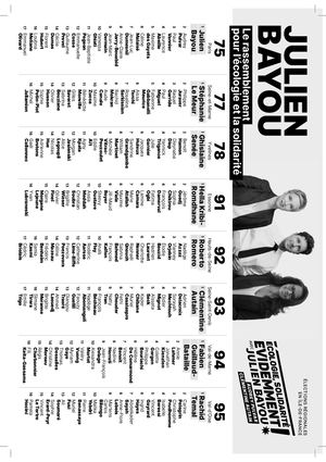 Régionale Idf Bulletin De Vote 2nd Tour 10 Noir