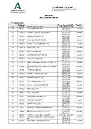 Anexo Vi Puestos Específicos