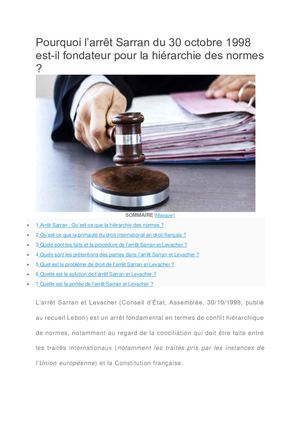 L’arrêt Sarran Du 30 Octobre 1998