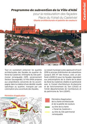 Programme de subventions de la Ville d'Albi pour la restauration de façades Place du Foirail du Castelviel Charte architecturale et palette de couleurs