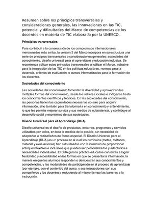Resumen Sobre Los Principios Transversales Y Consideraciones Generales