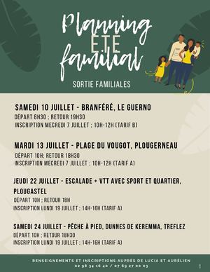 Planning Vacances Famille 2021