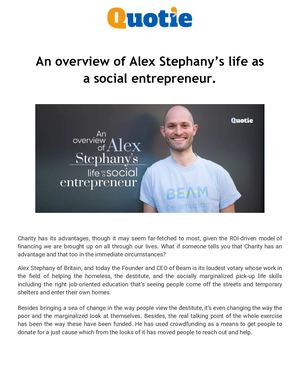 An overview of Alex Stephany’s life as a social entrepreneur.