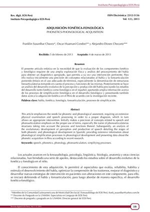 2013 Adquisición Fonética Fonológica