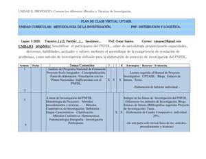 Plan De Clases Metodologia De La Investigacion 2021